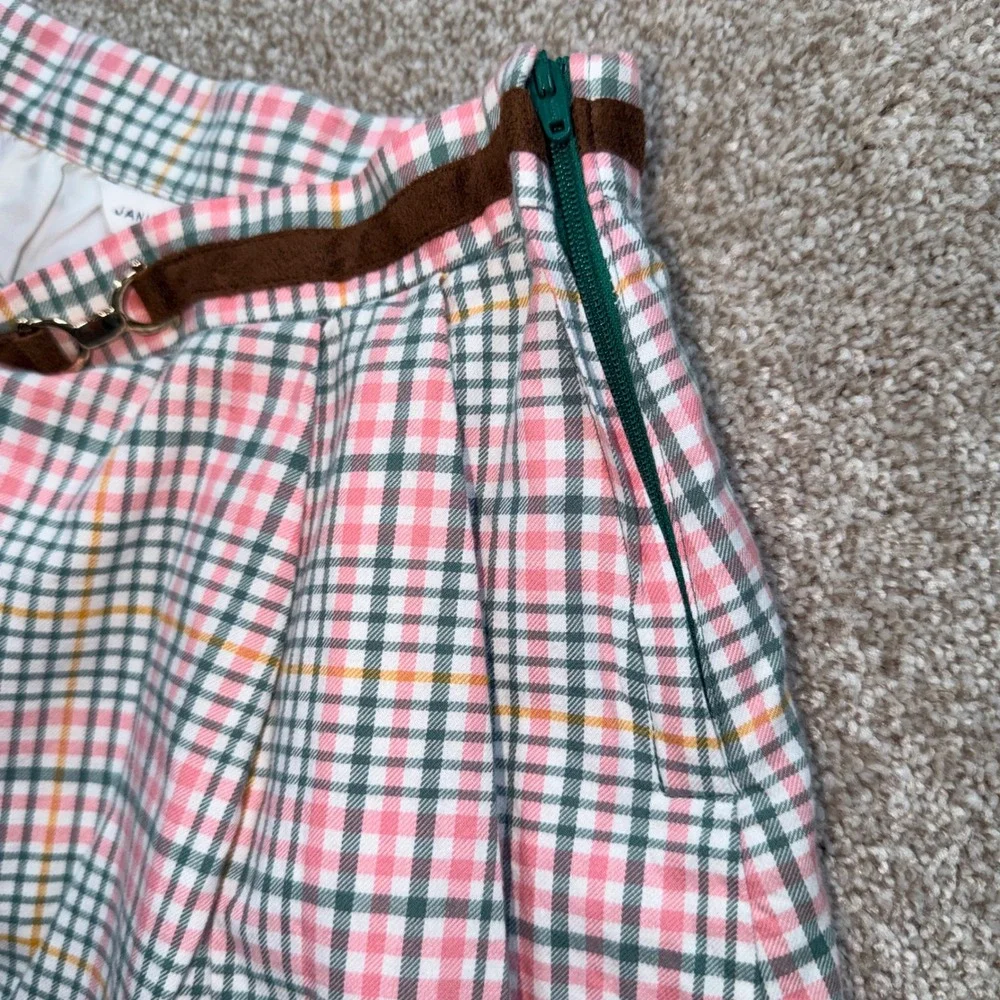 Janie and Jack Girls Equestrian Inspired Plaid Pleated Skirt Velvet‎ Trim Size 5